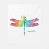 Herrliche Regenbogenwatercolor-Libellen-Silhouette Fleecedecke (Vorderseite)