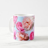 Herrliche romantische Rosen-blaue/rosa mit Kaffeetasse (Vorderseite Links)