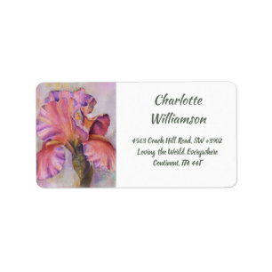 Herrliche rosa Iris-Blume in der Adressaufkleber