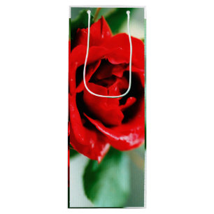 Herrliche rote Rose mit Morgentauben Geschenktüte Für Weinflaschen