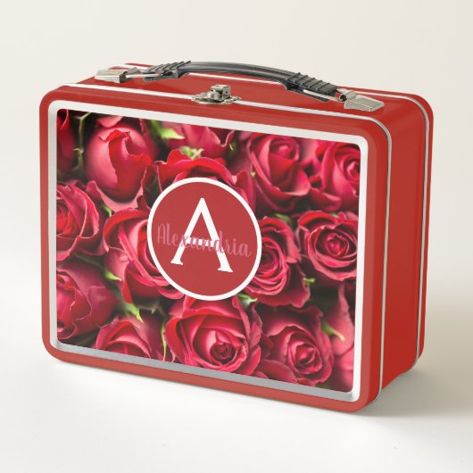 Herrliche Rote Rosen Mittagspause Metall Brotdose (Vorderseite)