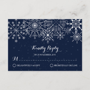 Herrliche Schneeflocken - Winter-Hochzeit RSVP Karte