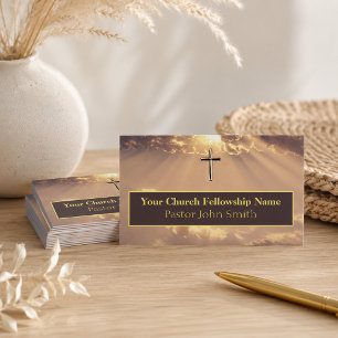 Herrliche Sonnenaufgang-Goldkreuz-Kirchen-Visitenk Visitenkarte