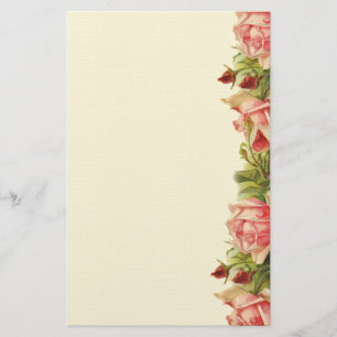 Herrliche Vintage rosa Aprikosen-Rosen elegant Briefpapier