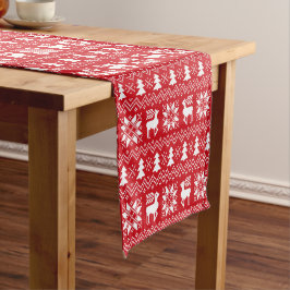 Herrliche Weihnachtsstrickjacke-inspirierter roter Kurzer Tischläufer