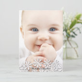 Herrliche weiße Gänseblümchen-Foto-Einladung Einladung (Stehend Vorderseite)