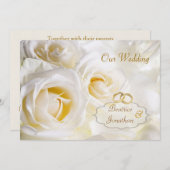 Herrliche weiße SahneRosen, die Einladung Wedding (Vorne/Hinten)