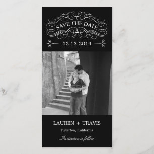 Herrliche Wirbel Fotokarte - Schwarz Save The Date