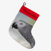 Herrlicher afrikanisches Grau-Papagei Großer Weihnachtsstrumpf (Vorderansicht (hängend))