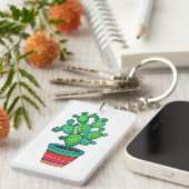 Herrlicher Aquarell-Kaktus im schönen Topf Schlüsselanhänger (Vorderseite rechts)