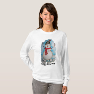 Herrlicher Aquarell-Schneemann mit Schal und Hut T-Shirt
