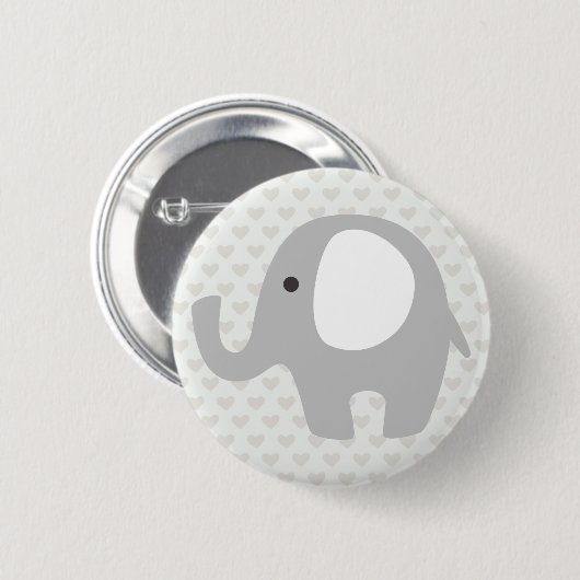 Herrlicher Baby-Elefant im neutralen Grau Button (Vorne & Hinten)