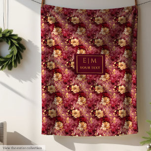 Herrlicher Blush Burgundy Gold Personalisiert Thro Fleecedecke
