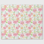 Herrlicher Frühling mit Blumen u. weißes Aquarell Geschenkpapier (Flach)