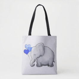 Herrlicher grauer Baby-Elefant mit blauen Ballonen Tasche