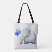 Herrlicher grauer Baby-Elefant mit blauen Ballonen Tasche (Rückseite)