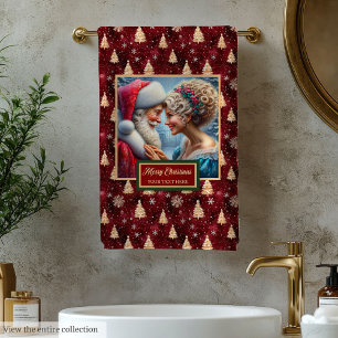 Herrlicher Herr und Frau Claus Cranberry Badetuch Badhandtuch Set