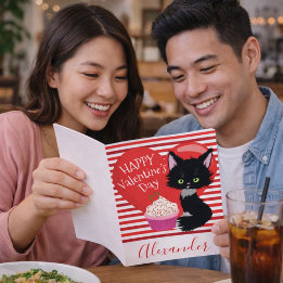 Herrlicher Katze Rot und Weiße Streifen Valentinst Feiertagskarte