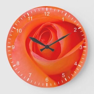 Herrlicher Orange Rose Bud Große Wanduhr