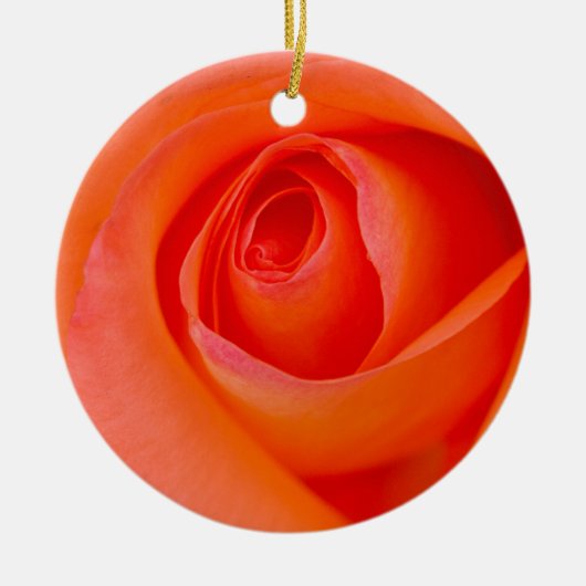 Herrlicher Orange Rose Bud Keramik Ornament (Vorne)