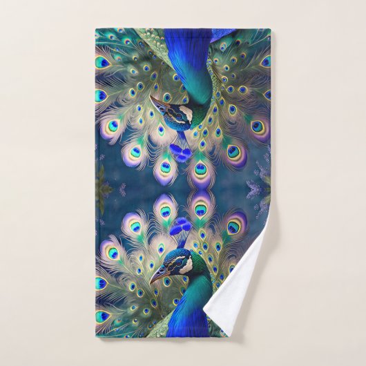 Herrlicher Pfau mit aquamarinem und goldenem Abstu Badhandtuch Set (Handtuch)