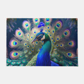 Herrlicher Pfau mit aquamarinem und goldenem Abstu Fußmatte (Vorderseite)
