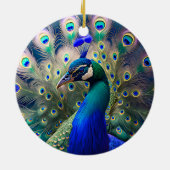 Herrlicher Pfau mit aquamarinem und goldenem Abstu Keramik Ornament (Hinten)
