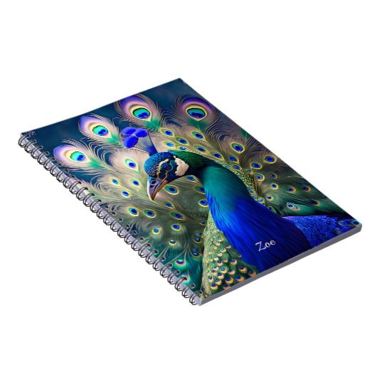 Herrlicher Pfau mit aquamarinem und goldenem Abstu Notizblock (Rechte Seite)