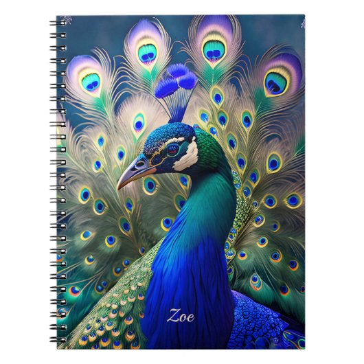 Herrlicher Pfau mit aquamarinem und goldenem Abstu Notizblock (Vorderseite)