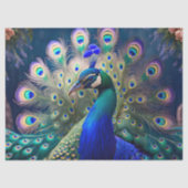 Herrlicher Pfau mit aquamarinem und goldenem Abstu Seidenpapier (Vorderseite)