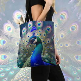 Herrlicher Pfau mit aquamarinem und goldenem Abstu Tasche