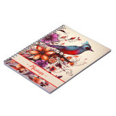 Herrlicher Roter Vogel und geblümter Name Sommer Notizblock (Linke Seite)