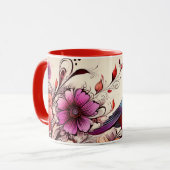 Herrlicher Roter Vogel und geblümter Name Sommer Tasse (Vorderseite Links)