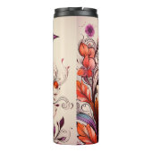 Herrlicher Roter Vogel und geblümter Name Sommer Thermosbecher (Rückseite)