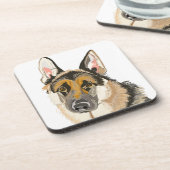 Herrlicher Schäferhund, Alsation Hundezeichnen Getränkeuntersetzer (Linke Seite)