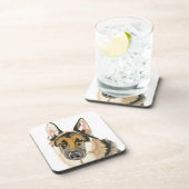 Herrlicher Schäferhund, Alsation Hundezeichnen Getränkeuntersetzer (Rechte Seite)