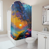 Herrlicher Sonnenaufgang über Bergen Duschvorhang (Beispiel)