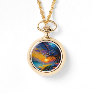 Herrlicher Sonnenaufgang über dem Teich Armbanduhr