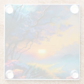 Herrlicher Sonnenaufgang über dem Teich Glasuntersetzer (Rückseite)