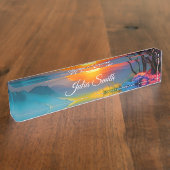 Herrlicher Sonnenaufgang über dem Teich Namensplakette (Seite)