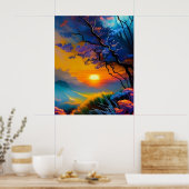 Herrlicher Sonnenaufgang über dem Teich Poster (Küche)