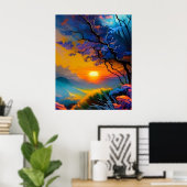 Herrlicher Sonnenaufgang über dem Teich Poster (Heimbüro)