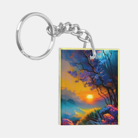 Herrlicher Sonnenaufgang über dem Teich Schlüsselanhänger (Vorderseite links)