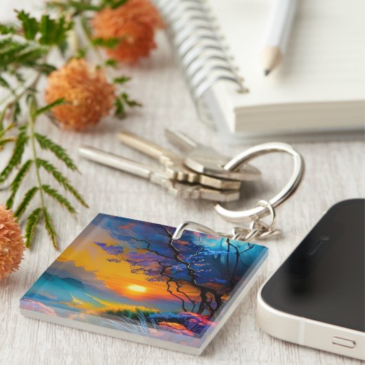 Herrlicher Sonnenaufgang über dem Teich Schlüsselanhänger (Vorderseite rechts)