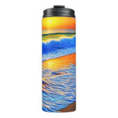 Herrlicher Sonnenuntergang am Strand Thermosbecher (Vorderseite)