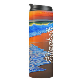 Herrlicher Sonnenuntergang am Strand Thermosbecher