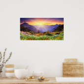 Herrlicher Sonnenuntergang in der Berglandschaft Poster (Küche)