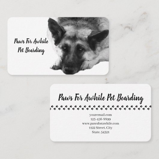 Herrlicher stillstehender Schäferhund im Aquarell Visitenkarte (Vorne/Hinten)
