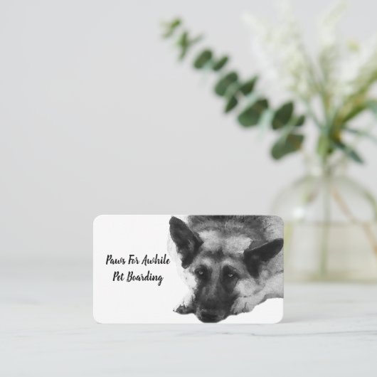 Herrlicher stillstehender Schäferhund im Aquarell Visitenkarte (Stehend Vorderseite)