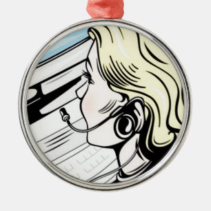 Herrlicher Telefonbetreiber Silbernes Ornament